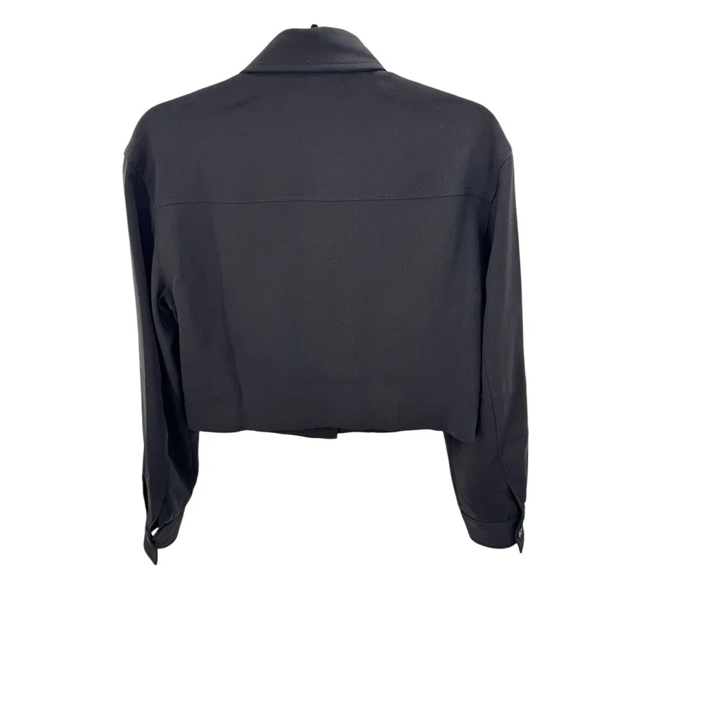 Quince Black Stretch Crepe Cropped Jacket Blazer Women's Size S - Picture 7 of 8